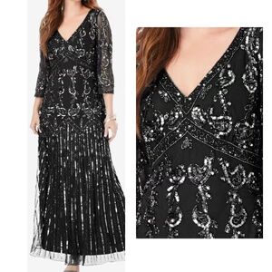 Black beaded sequin gown